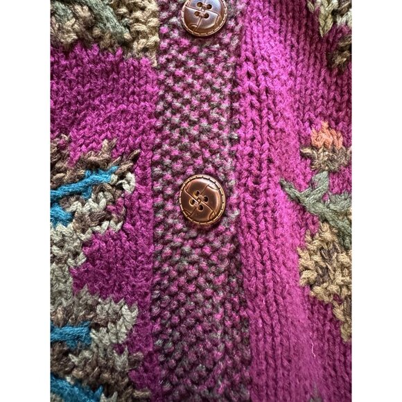 Northern Isles Portraits Hand Knit Button Cardigan Sweater Cottage Women Size L - Picture 8 of 13